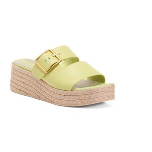 FRANCO SARTO Green Leather Tanziana Platform Wedge Sandals